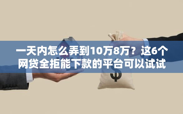 一天内怎么弄到10万8万？这6个网贷全拒能下款的平台可以试试