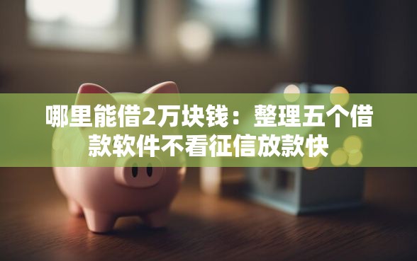 哪里能借2万块钱：整理五个借款软件不看征信放款快