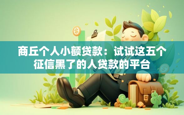 商丘个人小额贷款：试试这五个征信黑了的人贷款的平台