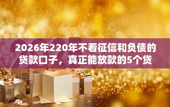 2026年220年不看征信和负债的贷款口子，真正能放款的5个贷款10万比较容易的软件推荐