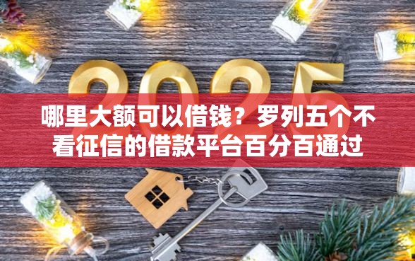 哪里大额可以借钱？罗列五个不看征信的借款平台百分百通过