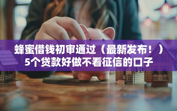 蜂蜜借钱初审通过（最新发布！）5个贷款好做不看征信的口子