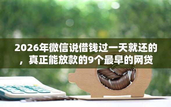 2026年微信说借钱过一天就还的，真正能放款的9个最早的网贷平台推荐
