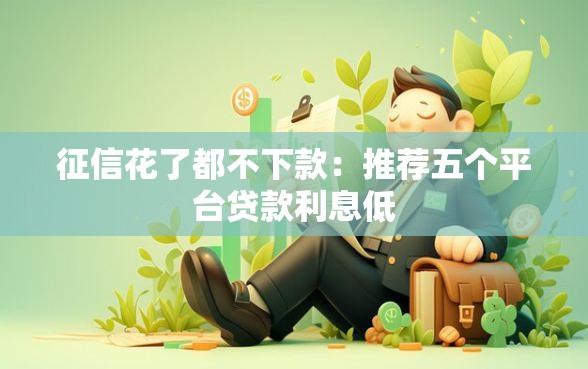 征信花了都不下款：推荐五个平台贷款利息低