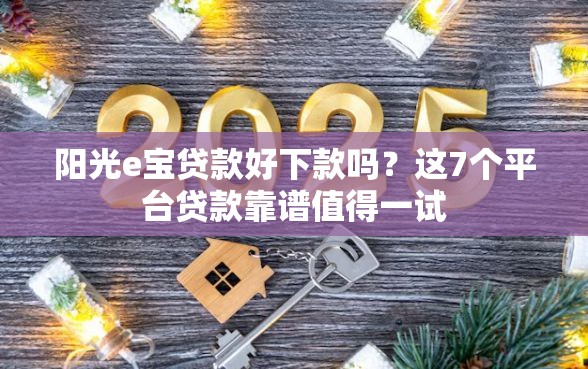 阳光e宝贷款好下款吗？这7个平台贷款靠谱值得一试