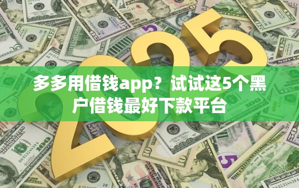 多多用借钱app？试试这5个黑户借钱最好下款平台