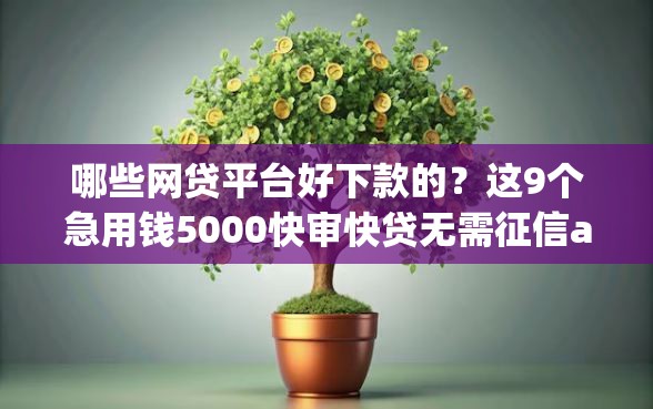哪些网贷平台好下款的？这9个急用钱5000快审快贷无需征信app值得一试
