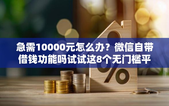 急需10000元怎么办？微信自带借钱功能吗试试这8个无门槛平台