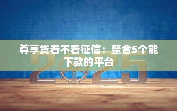 尊享贷看不看征信：整合5个能下款的平台