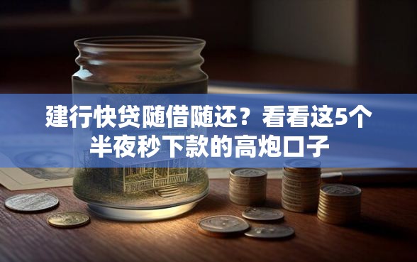 建行快贷随借随还？看看这5个半夜秒下款的高炮口子