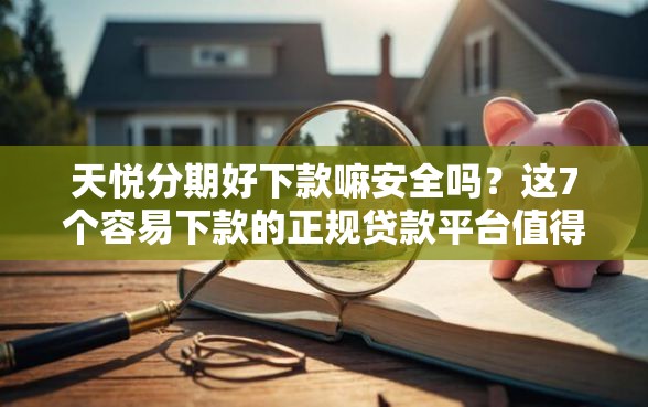 天悦分期好下款嘛安全吗？这7个容易下款的正规贷款平台值得一试