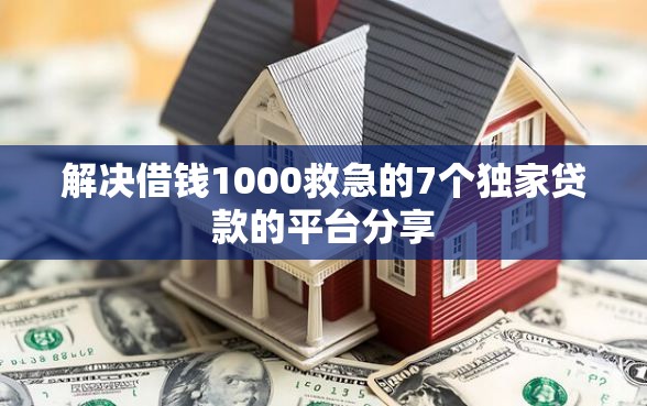解决借钱1000救急的7个独家贷款的平台分享
