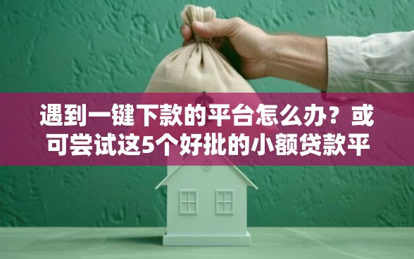 遇到一键下款的平台怎么办？或可尝试这5个好批的小额贷款平台