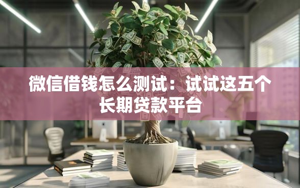 微信借钱怎么测试：试试这五个长期贷款平台