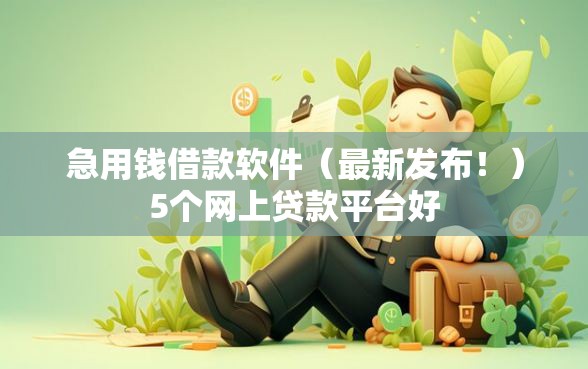 急用钱借款软件（最新发布！）5个网上贷款平台好