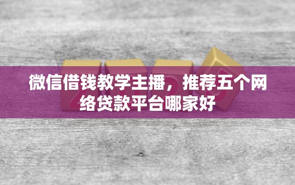 微信借钱教学主播，推荐五个网络贷款平台哪家好