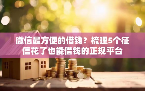 微信最方便的借钱？梳理5个征信花了也能借钱的正规平台