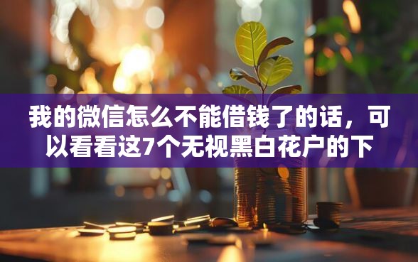 我的微信怎么不能借钱了的话，可以看看这7个无视黑白花户的下款口子