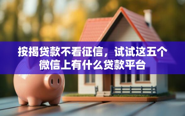 按揭贷款不看征信，试试这五个微信上有什么贷款平台