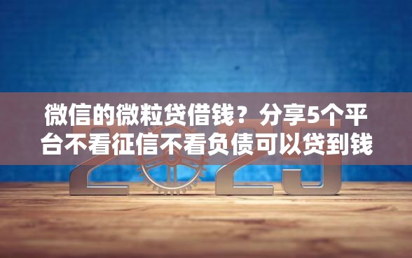 微信的微粒贷借钱？分享5个平台不看征信不看负债可以贷到钱