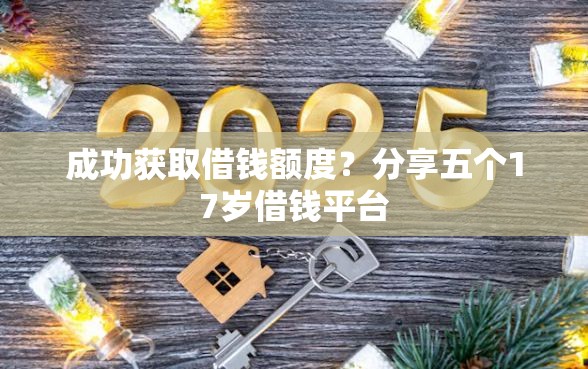 成功获取借钱额度？分享五个17岁借钱平台