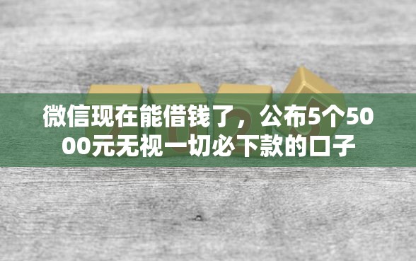 微信现在能借钱了，公布5个5000元无视一切必下款的口子