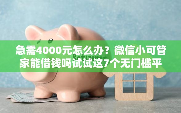 急需4000元怎么办？微信小可管家能借钱吗试试这7个无门槛平台