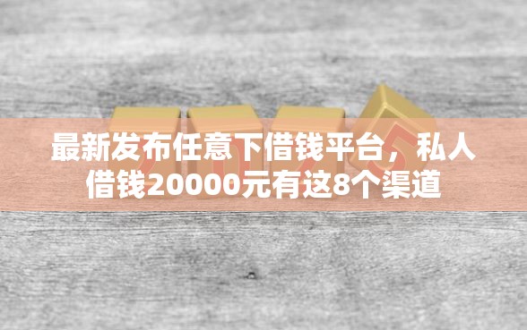 最新发布任意下借钱平台，私人借钱20000元有这8个渠道