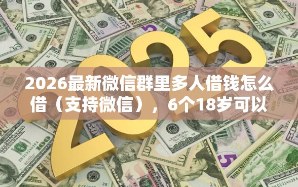 2026最新微信群里多人借钱怎么借（支持微信），6个18岁可以贷款的平台无私分享