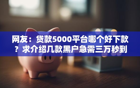 网友：贷款5000平台哪个好下款？求介绍几款黑户急需三万秒到的的平台