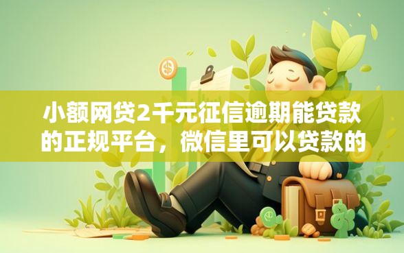 小额网贷2千元征信逾期能贷款的正规平台，微信里可以贷款的口子的6个平台介绍
