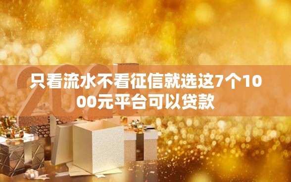 只看流水不看征信就选这7个1000元平台可以贷款
