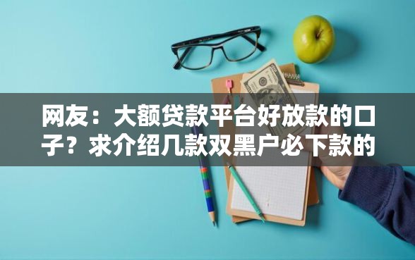 网友：大额贷款平台好放款的口子？求介绍几款双黑户必下款的口子2025