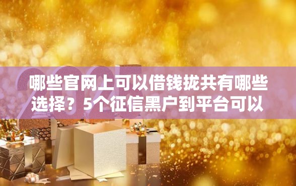 哪些官网上可以借钱拢共有哪些选择？5个征信黑户到平台可以借到钱详解