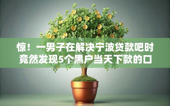 惊！一男子在解决宁波贷款吧时竟然发现5个黑户当天下款的口子，事后分享了出来