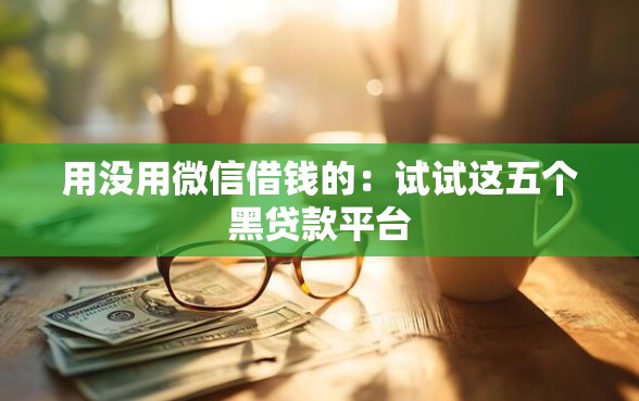 用没用微信借钱的：试试这五个黑贷款平台