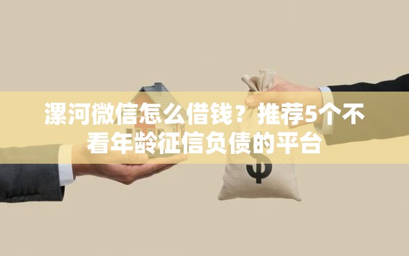 漯河微信怎么借钱？推荐5个不看年龄征信负债的平台