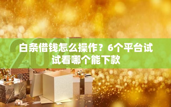 白条借钱怎么操作？6个平台试试看哪个能下款