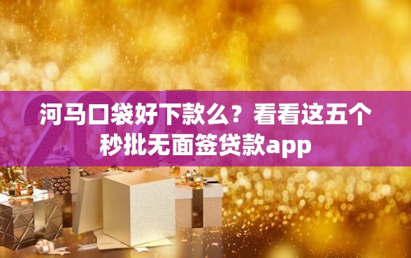 河马口袋好下款么？看看这五个秒批无面签贷款app