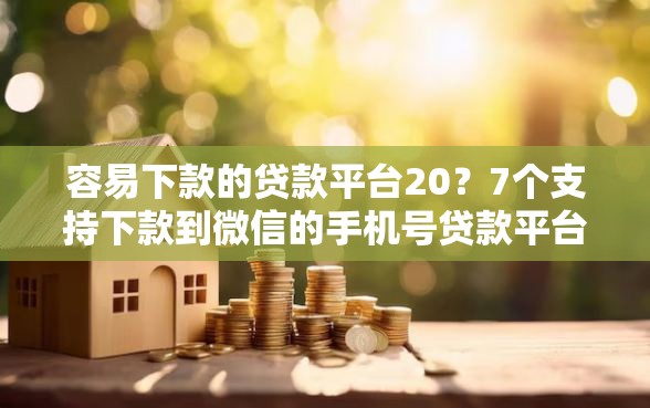 容易下款的贷款平台20？7个支持下款到微信的手机号贷款平台