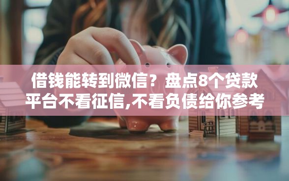 借钱能转到微信？盘点8个贷款平台不看征信,不看负债给你参考