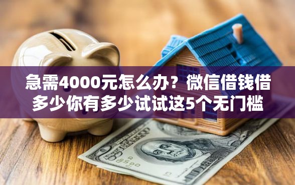 急需4000元怎么办？微信借钱借多少你有多少试试这5个无门槛平台