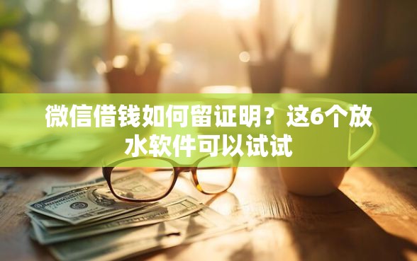 微信借钱如何留证明？这6个放水软件可以试试