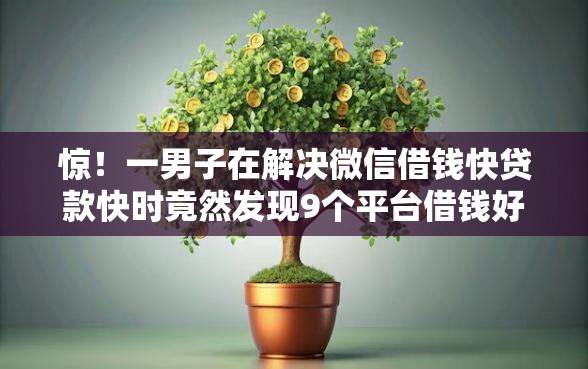 惊！一男子在解决微信借钱快贷款快时竟然发现9个平台借钱好借，事后分享了出来