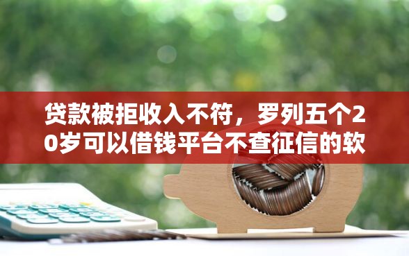 贷款被拒收入不符，罗列五个20岁可以借钱平台不查征信的软件