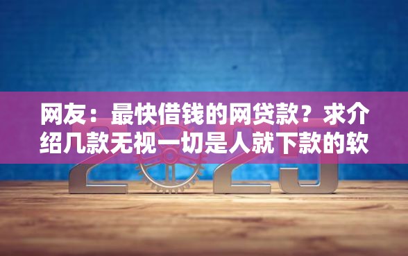 网友：最快借钱的网贷款？求介绍几款无视一切是人就下款的软件