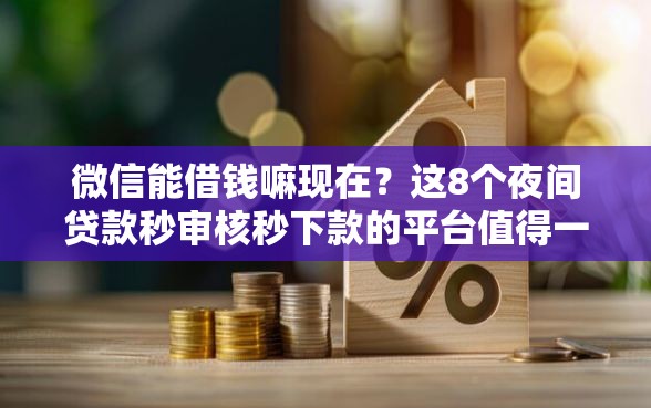 微信能借钱嘛现在？这8个夜间贷款秒审核秒下款的平台值得一试