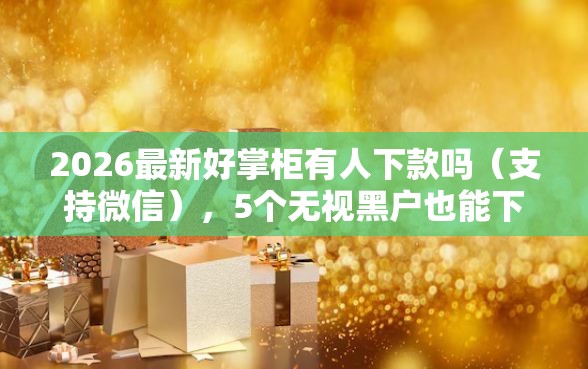 2026最新好掌柜有人下款吗（支持微信），5个无视黑户也能下款的口子无私分享