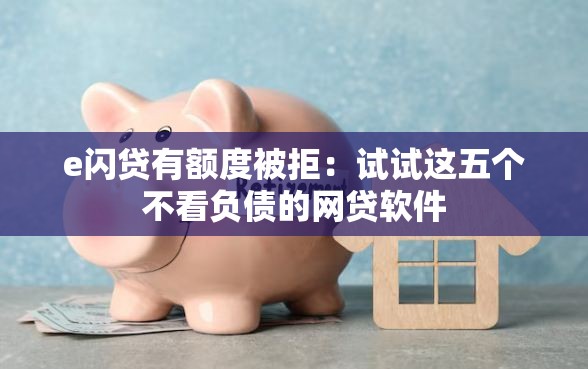 e闪贷有额度被拒：试试这五个不看负债的网贷软件