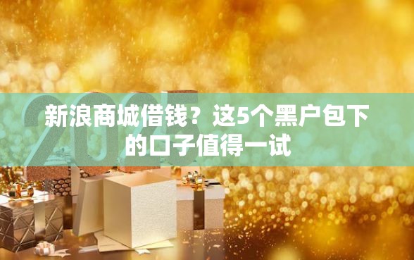 新浪商城借钱？这5个黑户包下的口子值得一试
